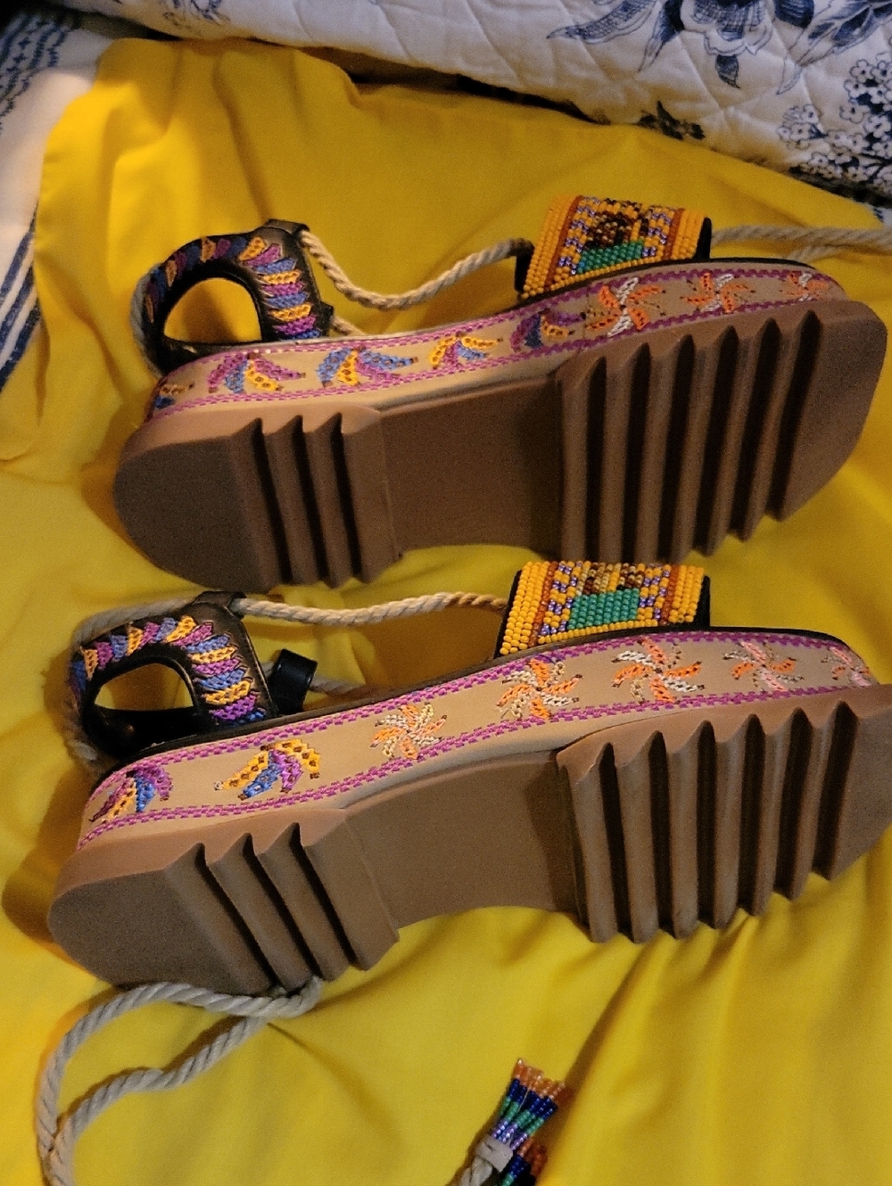 Farm Rio 2" Flatform/platform Sandals w Rubber Non-slip Sole. Size 38 Or 7 1/2 - Picture 5 of 9